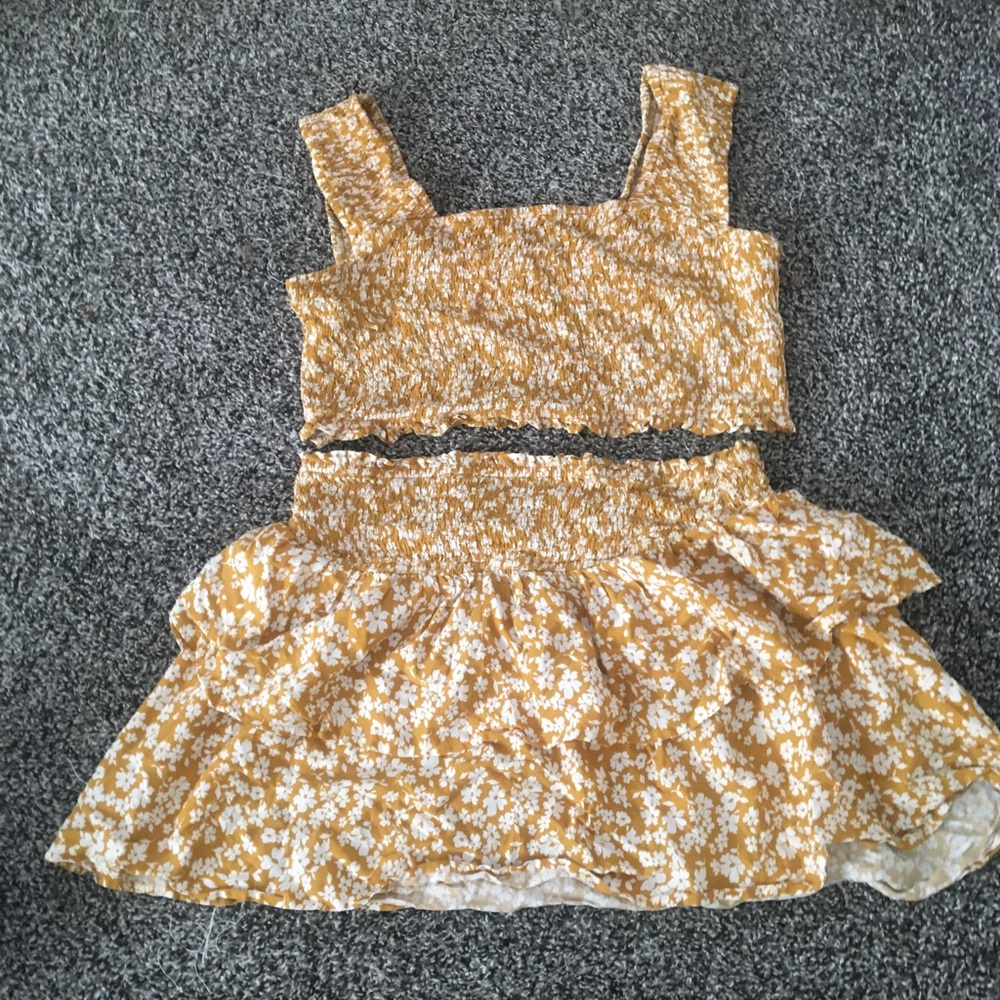 Floral Print Two Piece Skirt set